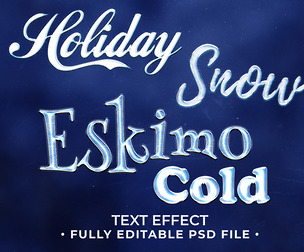 4 Winter PSD fully editable text effect. Layer style PSD mockup template