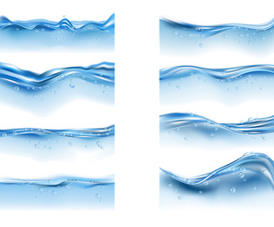 8 Water splashes drops on surfaces, EPS file, JPG, PNG