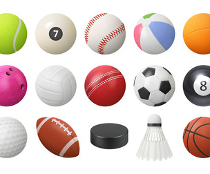 Realistic sport balls rockets hockey puck, EPS File, JPG, PNG