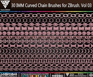 30 IMM Curved Chain Brushes for ZBrush Volume 03