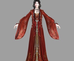 PBR Ancient ladies Red dress beauty ancient