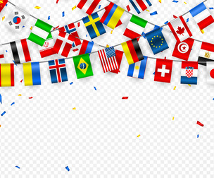 Colorful flags garland of different countries of the europe