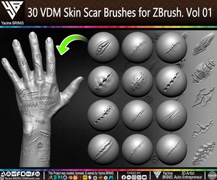 30 VDM Skin Scar Brushes for ZBrush Volume 01
