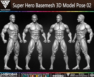Super-Hero Basemesh 3D Model Pose 02