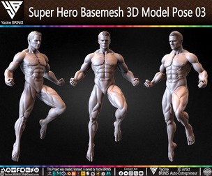 SuperHero Basemesh 3D Model Pose 03
