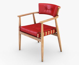 Leather Chair Red 3D Model