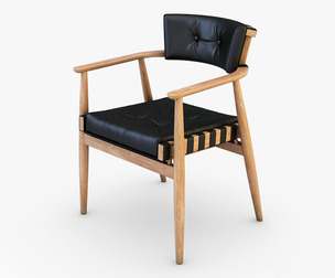 Leather Chair Black 3D Model