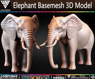 Elephant Basemesh 3D Model