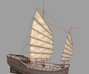 PBR Ancient Chinese battleships, sailing ships, sailing ships, Junke ships,