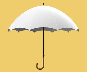 PLAIN WHITE WEDDING UMBRELLA FOLD CLASSIC WOODEN J STICK HANDLE