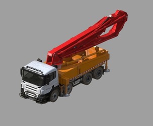 PBR realistic concrete pouring truck pump belt binding
