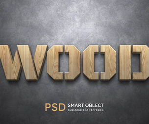 Wood PSD fully editable text effect. Layer style PSD mockup template