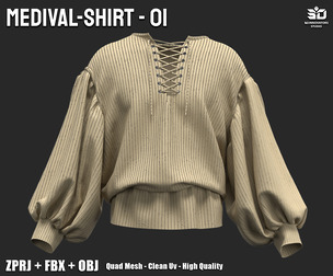 Medival Shirt 01 (Marvelous designer - Clo3d - Zprj-Fbx-Obj)