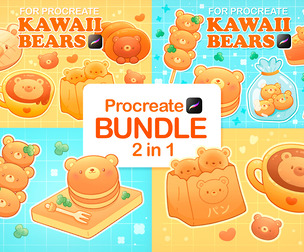 Procreate Brushes Stamps Bundle Food Sweet Bears