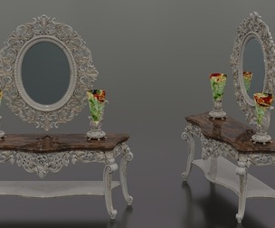 Decorative table and mirror