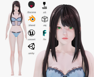 Lingerie clothes 0005 - Rigged -Unreal - Unity - Blender - Animated - Realistic Female Character