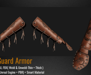 Woman's Arm Guard Armor PACK (VOL.01). Marvelous Designer/Clo3D project file+OBJ,FBX