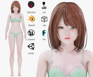 Lingerie clothes 0006 - Rigged -Unreal - Unity - Blender - Animated - Realistic Female Character
