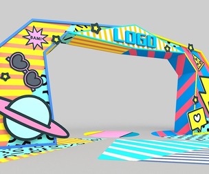 Pop style beautiful old porch Color porch cartoon porch Net