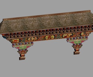 Tibetan door head. Bhutanese Tibetan style