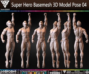 Super Hero Basemesh 3D Model Pose 04
