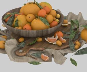 Hyperfine orange fruit Wood plate Wood cutting board table