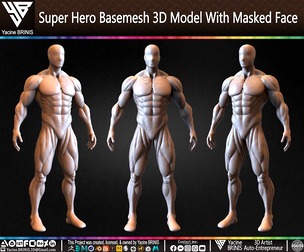 Super Hero Basemesh 3D Model With Masked Face