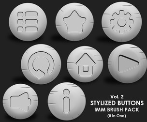 Stylized Game buttons IMM Brushes 8 in one vol 2
