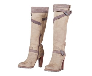Brown Zipper Wood Boots