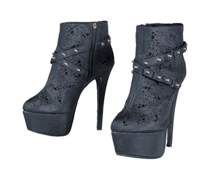 Buckle Perforated Leather Heels