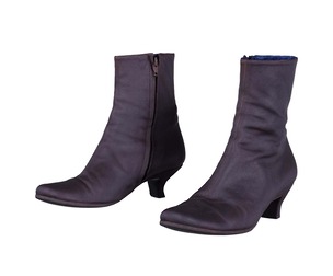 Dark Brown Leather Zipper Boots