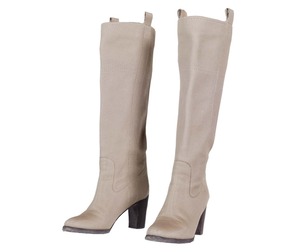 Grey Leather Boots