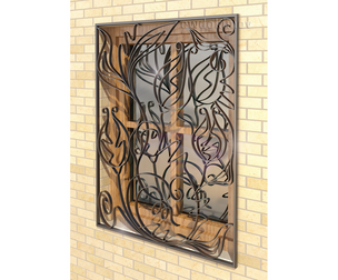 Wrought iron grating on the window