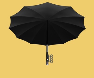 SAFETY UMBRELLA SELF DEFENSE FINGER HOLE GRIP FLASHLIGHT TORCH