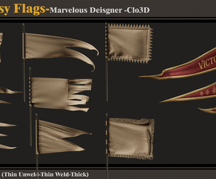 8 Fantasy Flagss -MD-Clo3D-ZPRJ -FBX -OBJ