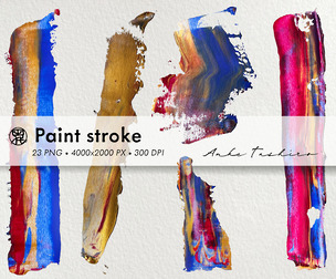 Acrylic Paint Stroke Real Gold Set PNG Clipart 300 DPI Printable Instant Download