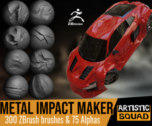 Metal Impact Maker 300 ZBrush brushes and 75 alphas