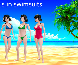 Cartoon characters - girls in swimsuits