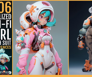 606 stylized Sci-Fi Girl in a Mech Suit