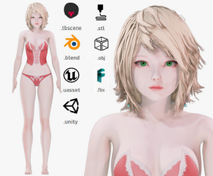 Lingerie clothes 0007 - Rigged -Unreal - Unity - Blender - Animated - Realistic Female Character