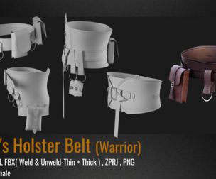 5 Men's Warrior Holster Belt PACK (VOL.01). Marvelous Designer/Clo3D project file+OBJ,FBX