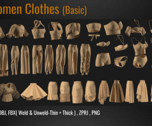 43 Basic Woman Clothes PACK . (VOL 02) ZPRJ+OBJ+FBX