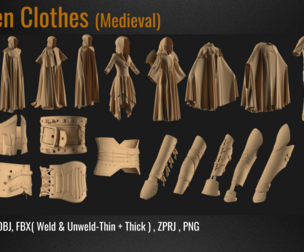 23 Medieval Men Clothes PACK . (VOL 01) ZPRJ+OBJ+FBX