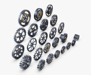 Gears Set Low Poly v 1 3D Model