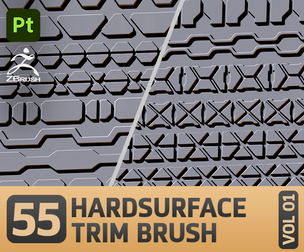 55 Hard Surface Trim Brush (ZBrush & Substance Painter) VOL 01 - HardSurface Library VOL 01