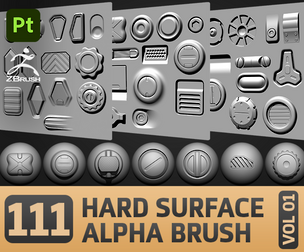 111 Hard Surface Alpha Brush  VOL01  - HardSurface Library VOL02