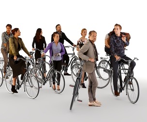 People on bicycles