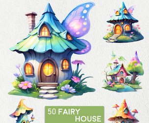 50 Fairy House Clipart