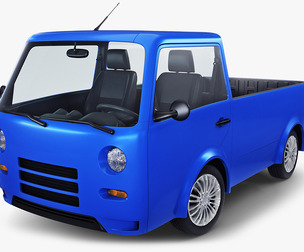 Kei Truck Concept Retro Style Blue 3D Model