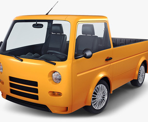 Kei Truck Concept Retro Style Orange 3D Model